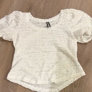 Anthropologie White Textured Short Sleeve Top